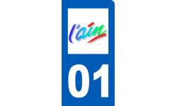 Autocollant (sticker): immatriculation motard département de l'Ain
