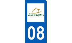 Autocollant (sticker): immatriculation 08 motard département des Ardennes - 6x3cm