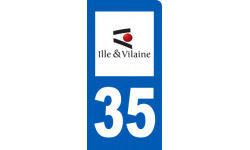 Autocollant (sticker): immatriculation 35 motard d'Ille-et-Vilaine