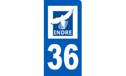 Autocollant (sticker): immatriculation 36 motard de l' Indre