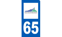 Autocollant (sticker): immatriculation motard 65 des Hautes Pyrénées