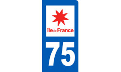 Autocollant (sticker): immatriculation motard 75 Ile de France