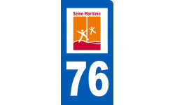 Autocollant (sticker): immatriculation motard 76 de la Seine Maritime
