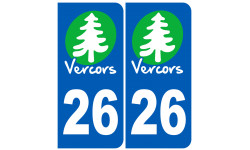 immatriculation Vercors 26 la Drôme (2 logos de 10,2x4,6cm) - Autocollant(sticker)