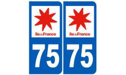 Autocollant (sticker): numéro immatriculation 75 (Paris île de France)