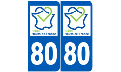 Autocollant (sticker): numéro immatriculation 80 de la somme région Hauts-de-France