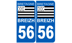 immatriculation 56 drapeau Breton - Autocollant(sticker)