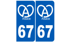 numéro immatriculation 67 (Bas-Rhin) Alsace - Autocollant(sticker)