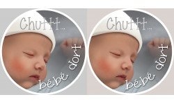 sticker / Autocollant : Chuttt bébé dort - 2x4.5cm - Autocollant(sticker)
