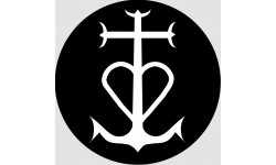 Croix Camarguaise blanc et noir - 5cm - Autocollant(sticker)