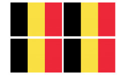Drapeau Belgique - 4 stickers - 9.5 x 6.3 cm - Autocollant(sticker)