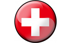 drapeau Suisse rond - 5cm - Autocollant(sticker)