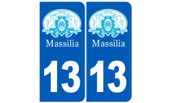 Sticker / autocollants : numéro immatriculation 13 Massilia - 2 stickers 10,2x4,6cm