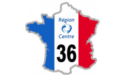 FRANCE 36 région Centre - 20x20cm - Autocollant(sticker)