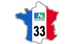 FRANCE 33 région Aquitaine - 10x10cm - Autocollant(sticker)