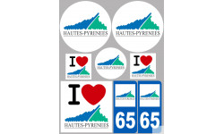 Département 65 les Hautes-Pyrénées (8 autocollants variés) - Autocollant(sticker)