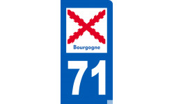 immatriculation motard 71 Bourgogne (3x6cm) - Autocollant(sticker)