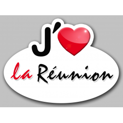 j'aime la Réunion (5x3.7cm) - Autocollant(sticker)