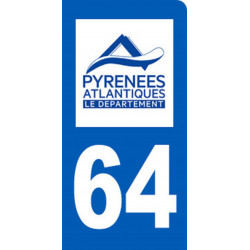 Autocollant (sticker): immatriculation motard 64 des Pyrénées Atlantiques